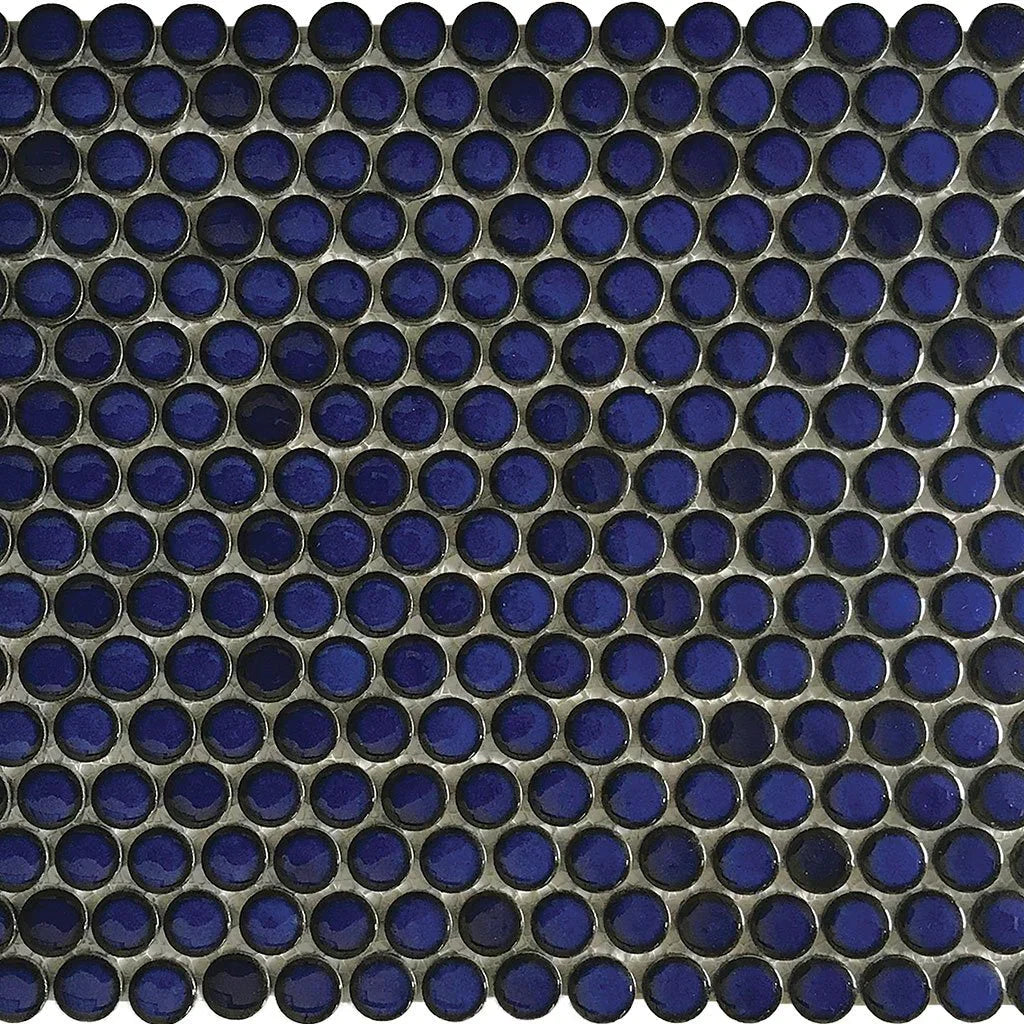 Aquatica Cobalt Blue Porcelain Mosaic 12"x13" - Penny Round Collection