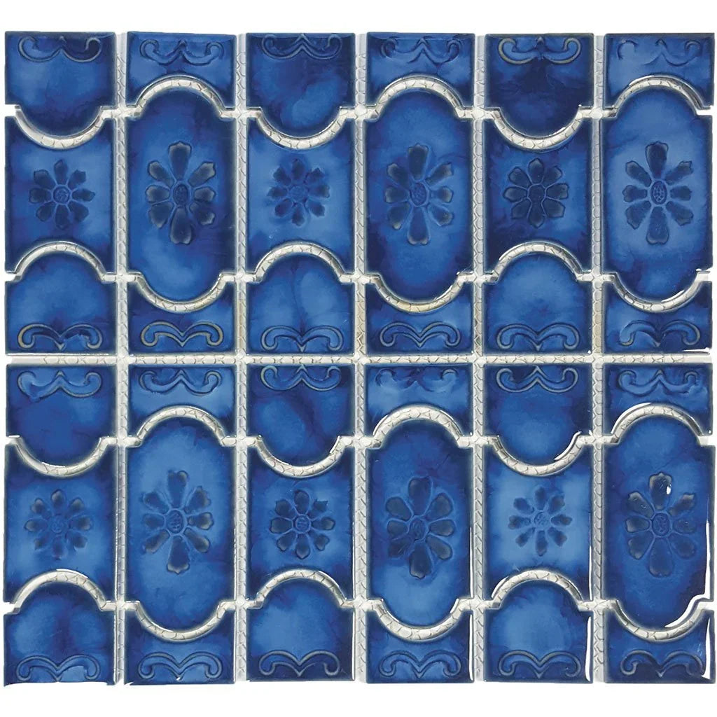 Aquatica Marble Royal Porcelain Mosaic Tile 12"x12.5" - Botanical Collection