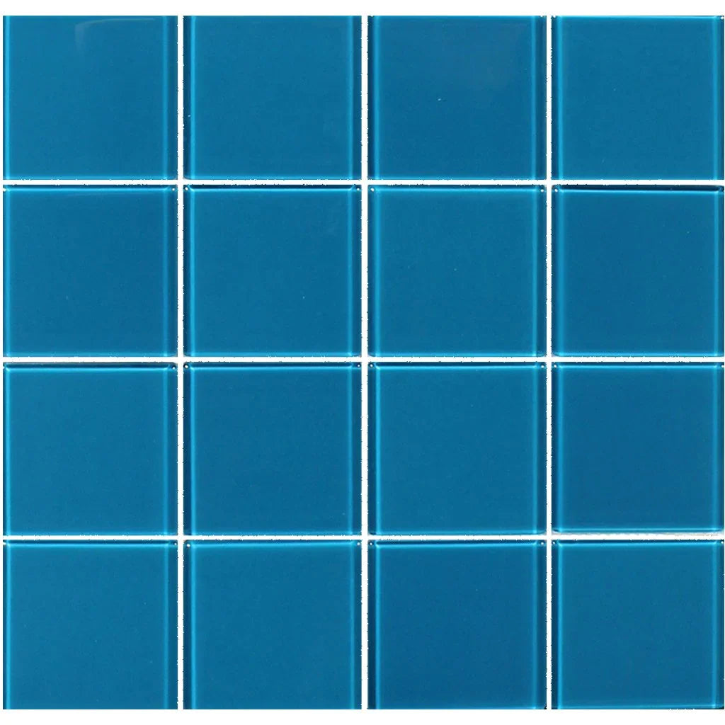Aquatica Turquoise Solid Glass Mosaic Tile 12"x12" - Crystal Collection