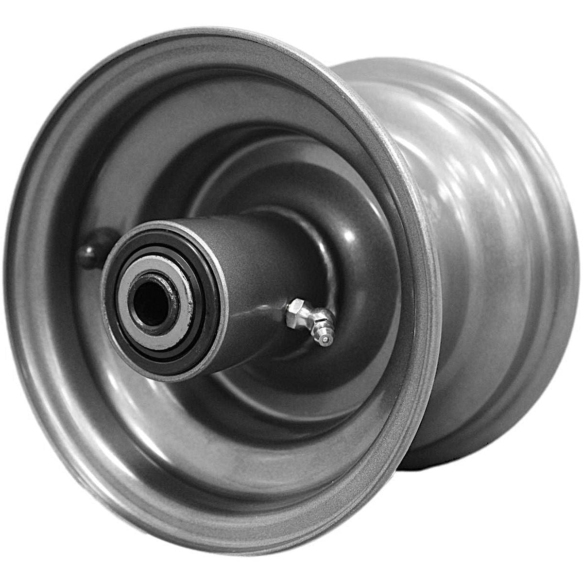 Antego 6x4.5 Dark Gray Mower Wheels, 6.75-Inch Hub, Tapered Bearings, 4-Pack