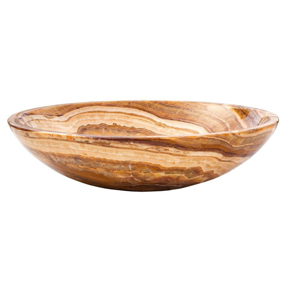 Brown Onyx Translucent Natural Stone Vessel Bowl Sink - 16in Polished