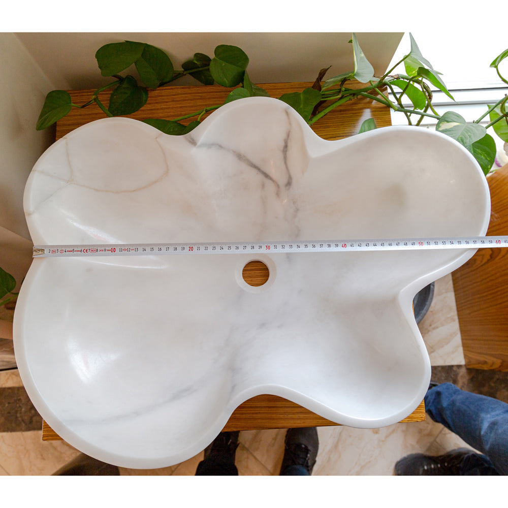 Carrara White Marble Artistic Vessel Sink - Polished 24.5x18x6