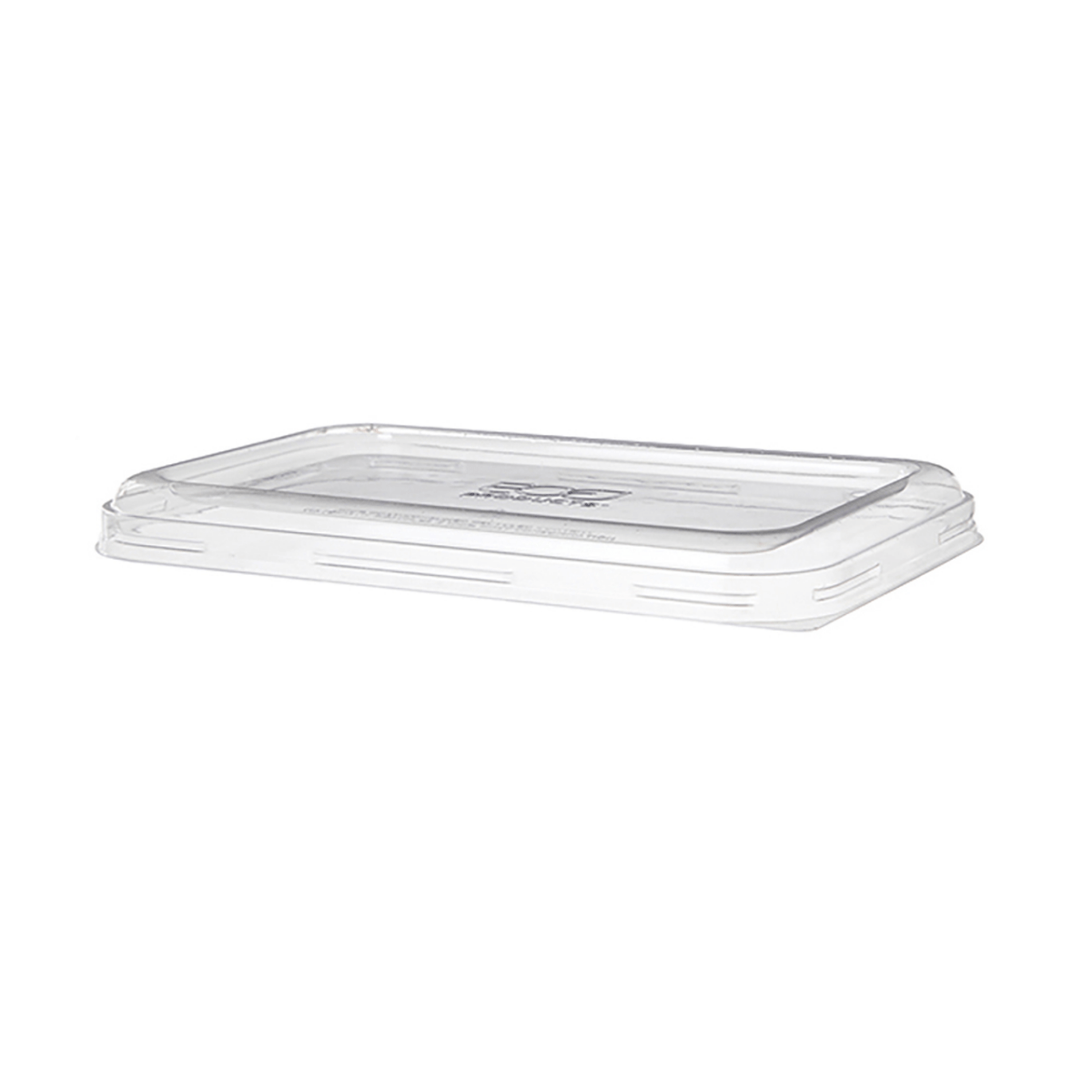 WorldView 100% Recycled Content Lid, Low Profile Vented, Fits 24 - 32oz Rectangle Sugarcane Take-Out Containers (QTY:400)