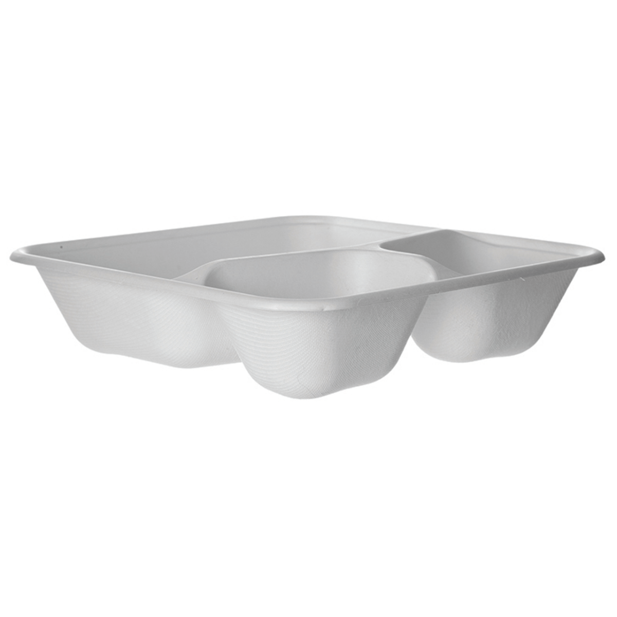 Vanguard WorldView Renewable & Compostable Sugarcane Take-Out Containers, 9in 3-Cmpt Square (QTY:200)