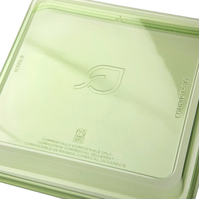 GreenStripe Veridian WorldView Renewable & Compostable Lids, 9in Shallow, Fits 9in Square Molded Fiber Containers Green (QTY:200)