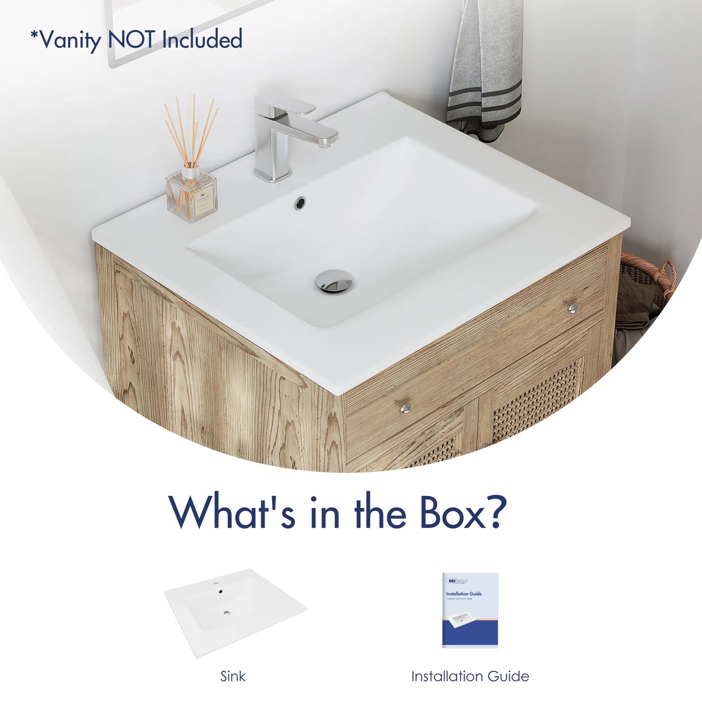 Dayton 25" x 22" Vitreous China Vanity Top Sink in White with Single Faucet Hole (Sink Only, No Vanity)