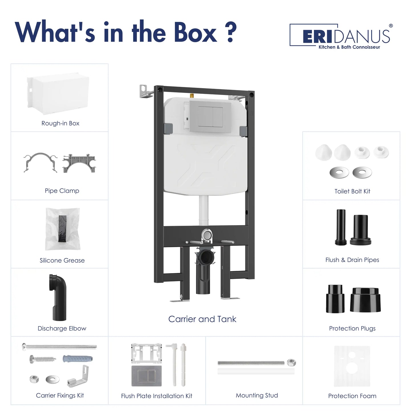 Hampton Wall-Hung Elongated Toilet with In-Wall Tank, Dual Flush 0.8/1.6 GPF