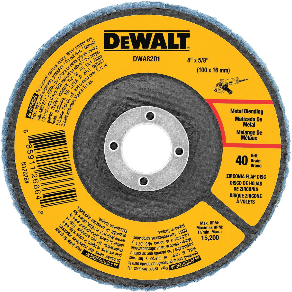 DeWalt DWA8207 60 Grit Zirconia T29 Flap, 4-1/2-Inch X 7/8-Inch