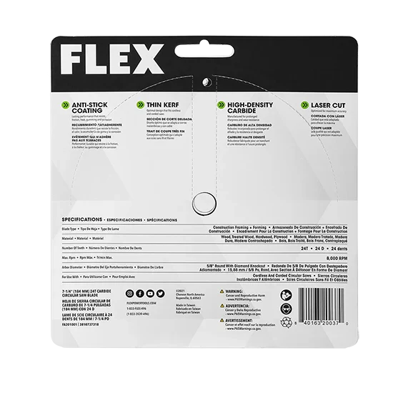 FLEX FA201001 7-1/4" 24t Carbide Circular Saw Blade