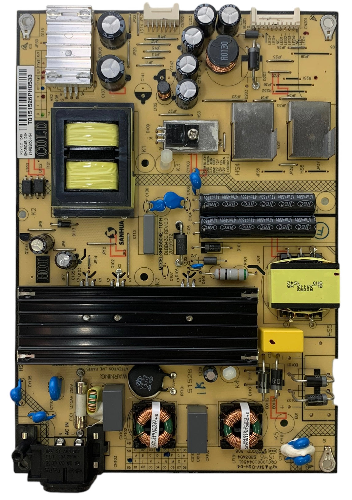 TCL 81-PBE050-H94 (SHG5504E-101H) Power Supply for 49S405TDAA