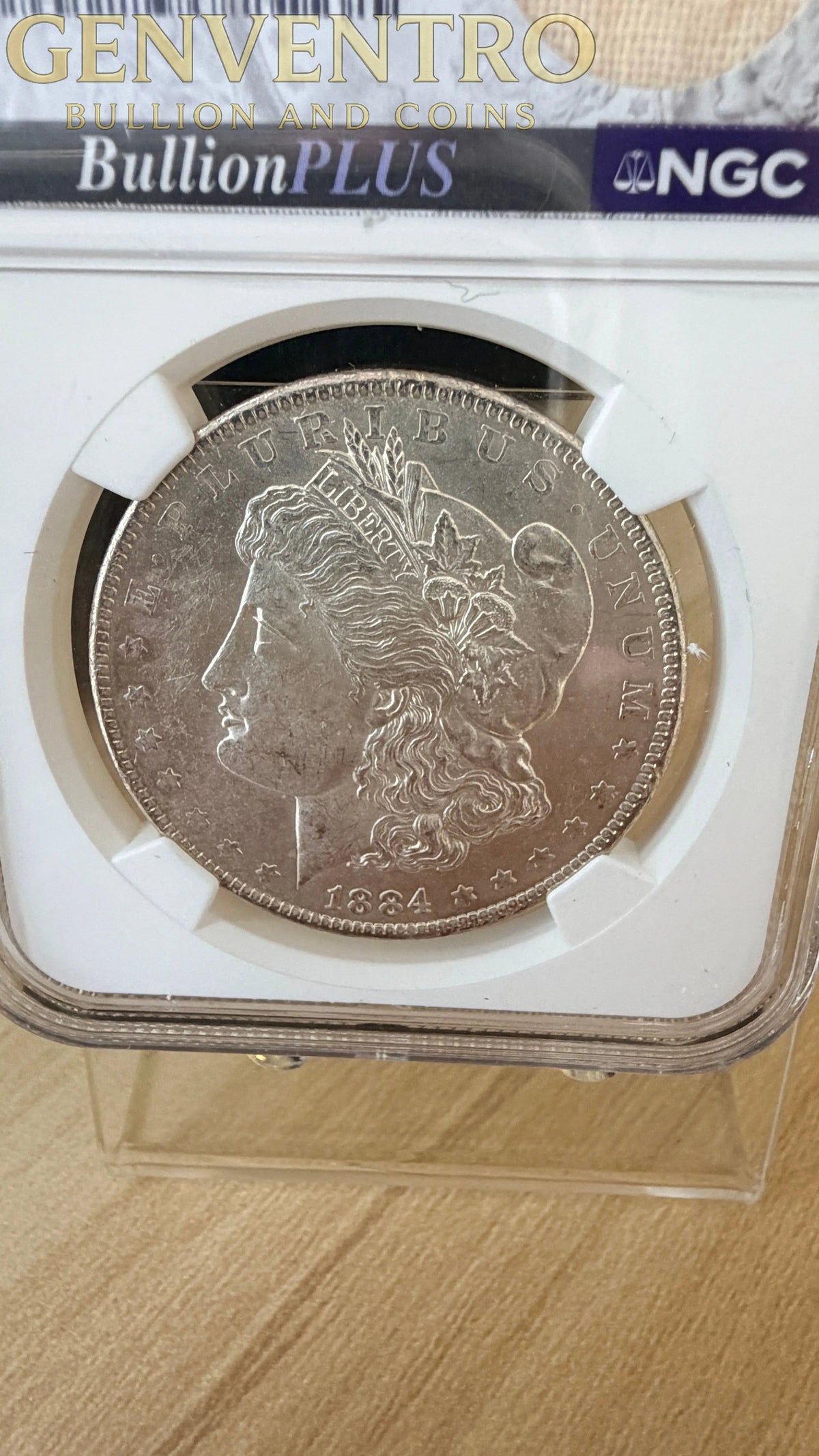 1884 O Morgan Dollar NGC Brilliant Unc Original Bag Fragment 90% Silver