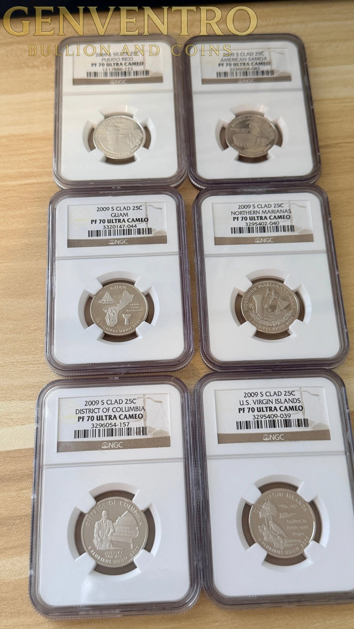 2009-S Complete US Islands & Territories Quarter Proofs 6 x NGC PR70 Ultra Cameo