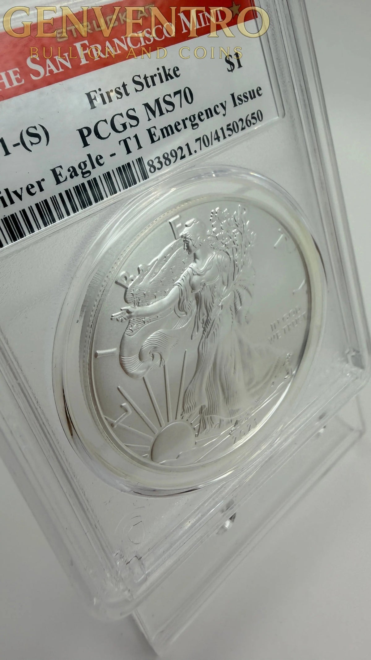2021 S First Strike Silver Eagle T1 Emergency Issue PCGS MS70