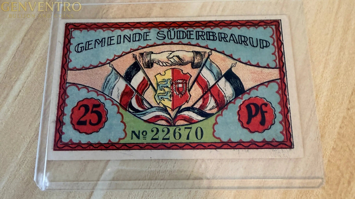 1920 Germany Süderbrarup Notgeld 25 Pfennig – Map & Dragon Propaganda Design