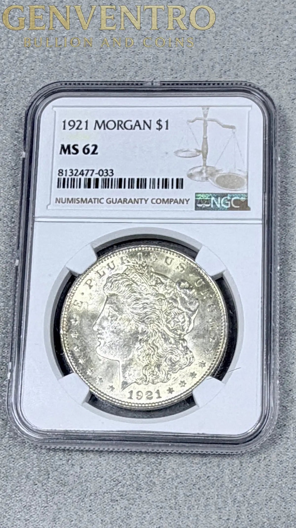 1921 Morgan Dollar NGC MS62 Sharp Detail Nice Toning #033
