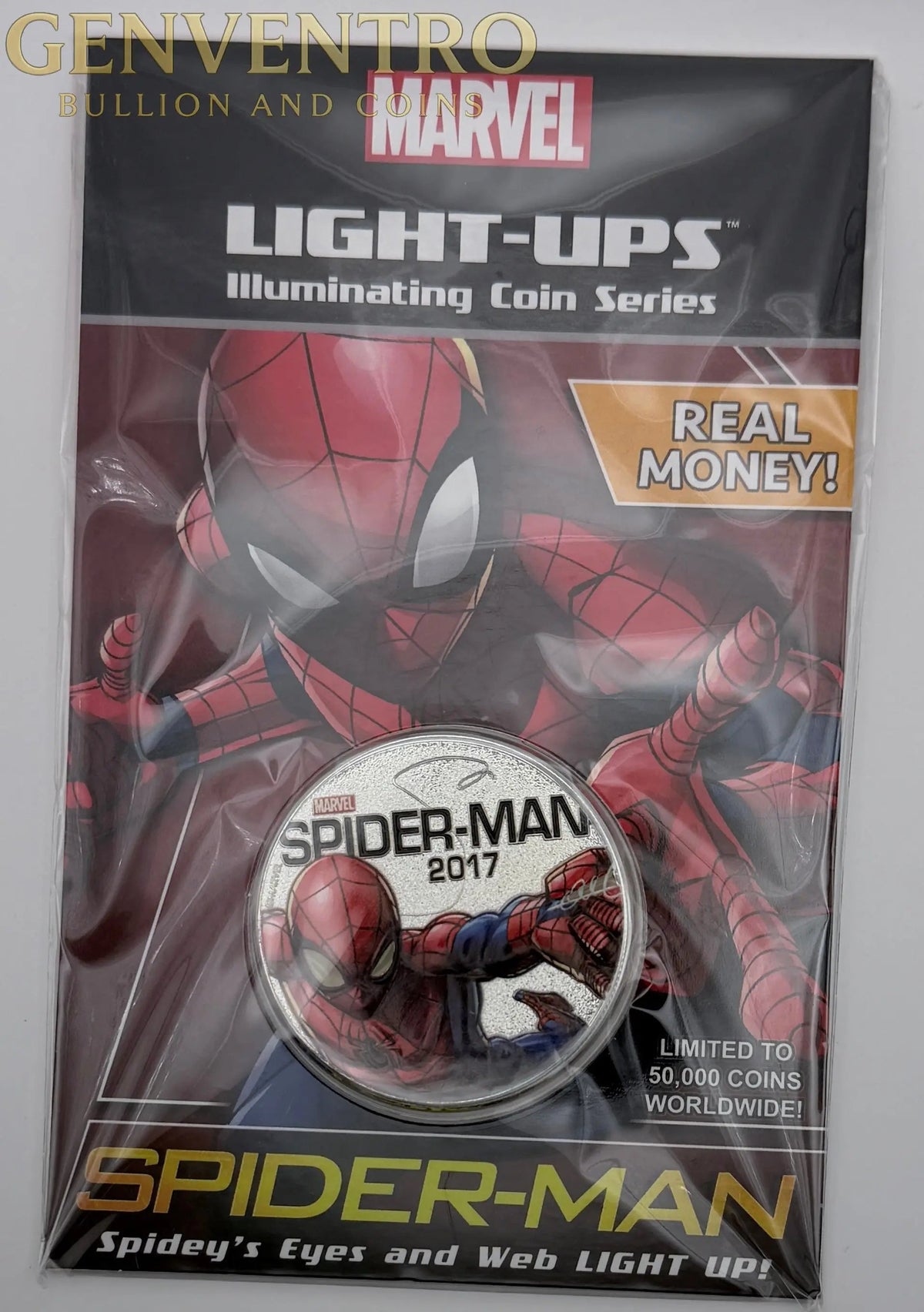 2017 Fiji Half Dollar - Spider Man Light Up Series Illuminating Coin Series Marvel