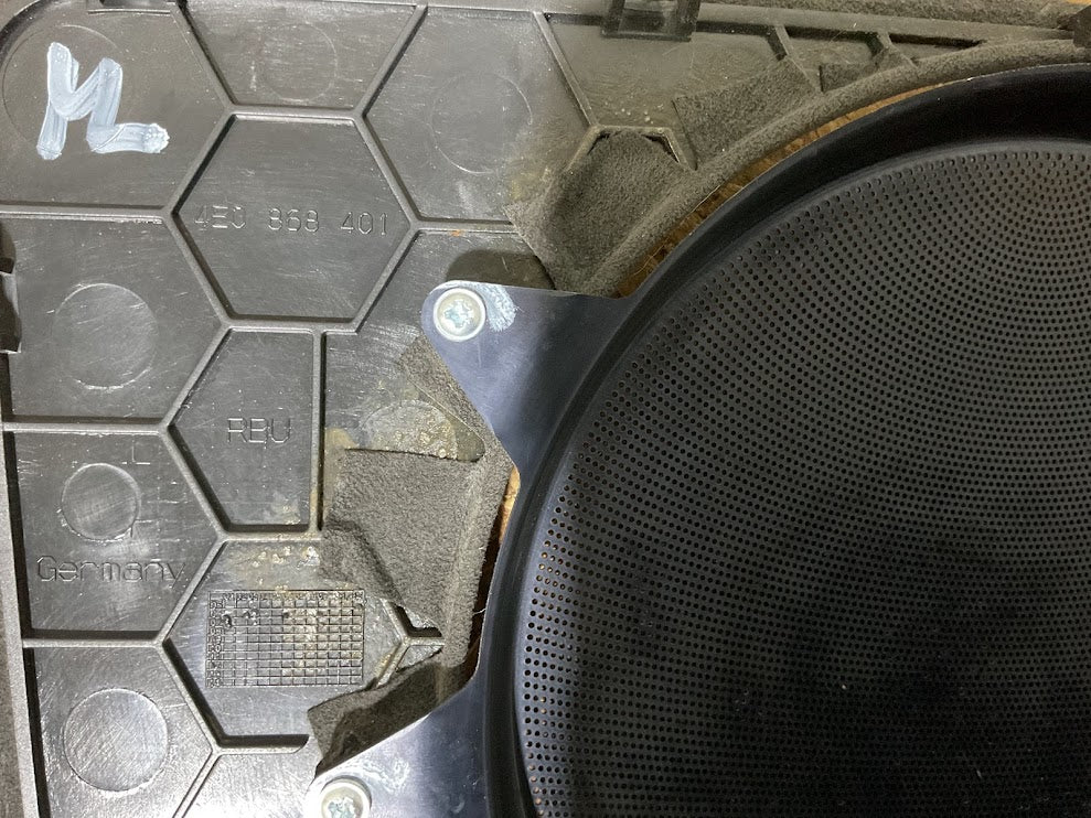 2007-2010 AUDI D3 A8 S8 Rear BANG & OLUFSEN Subwoofer Cover Trim P#4E0868401
