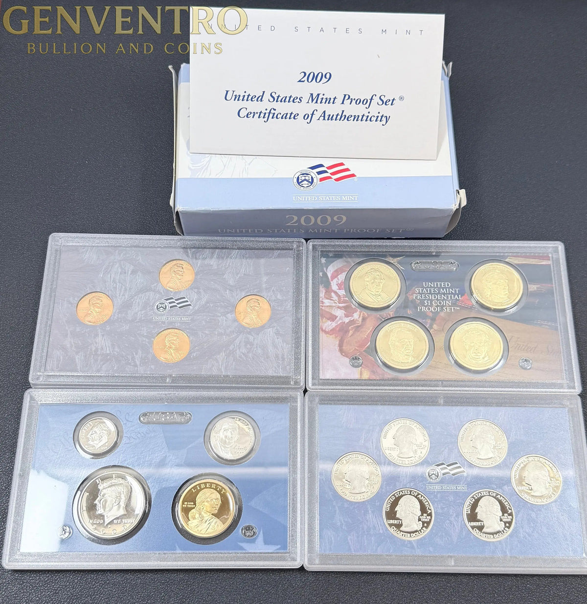 2009 Proof Set - W/ Kennedy & Presidential Dollars - 18 Proof Coins - Box & COA