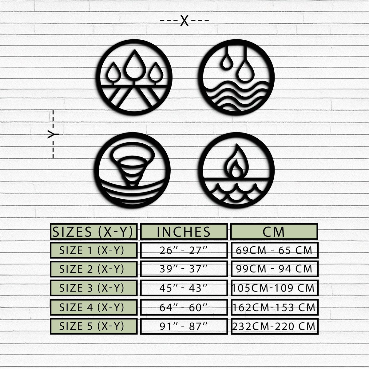 Steel Four Elements Wall Art - Modern Minimalist Circular Design