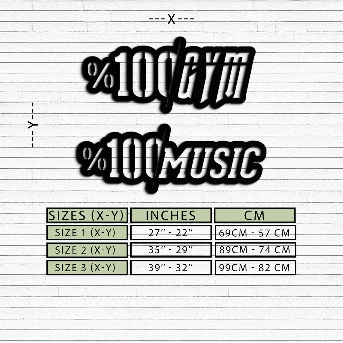 Metal Wall Art Dual Gym and Music Design - 1.5mm Steel Finish