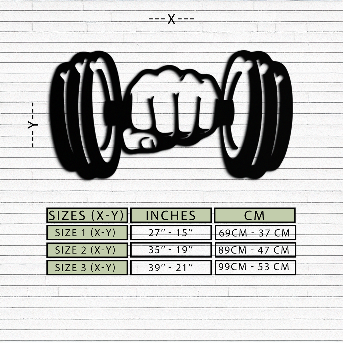 Metal Dumbbell Strength Fist Wall Art - Bold Motivational Gym