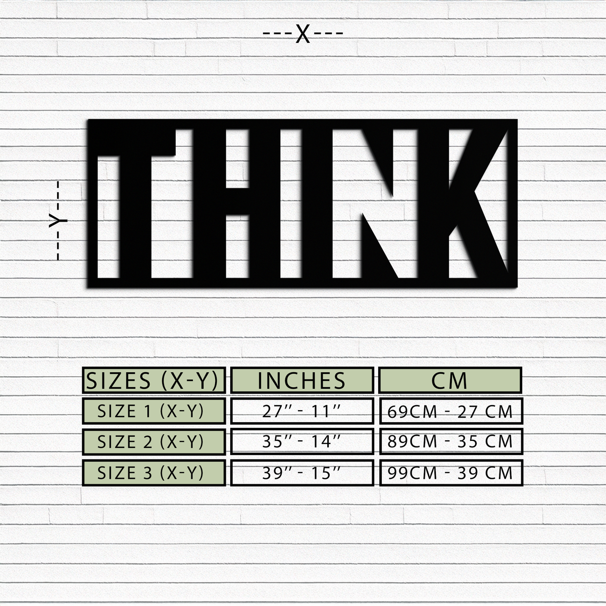 Modern Metal Wall Art - THINK Minimalist Inspirational Decor