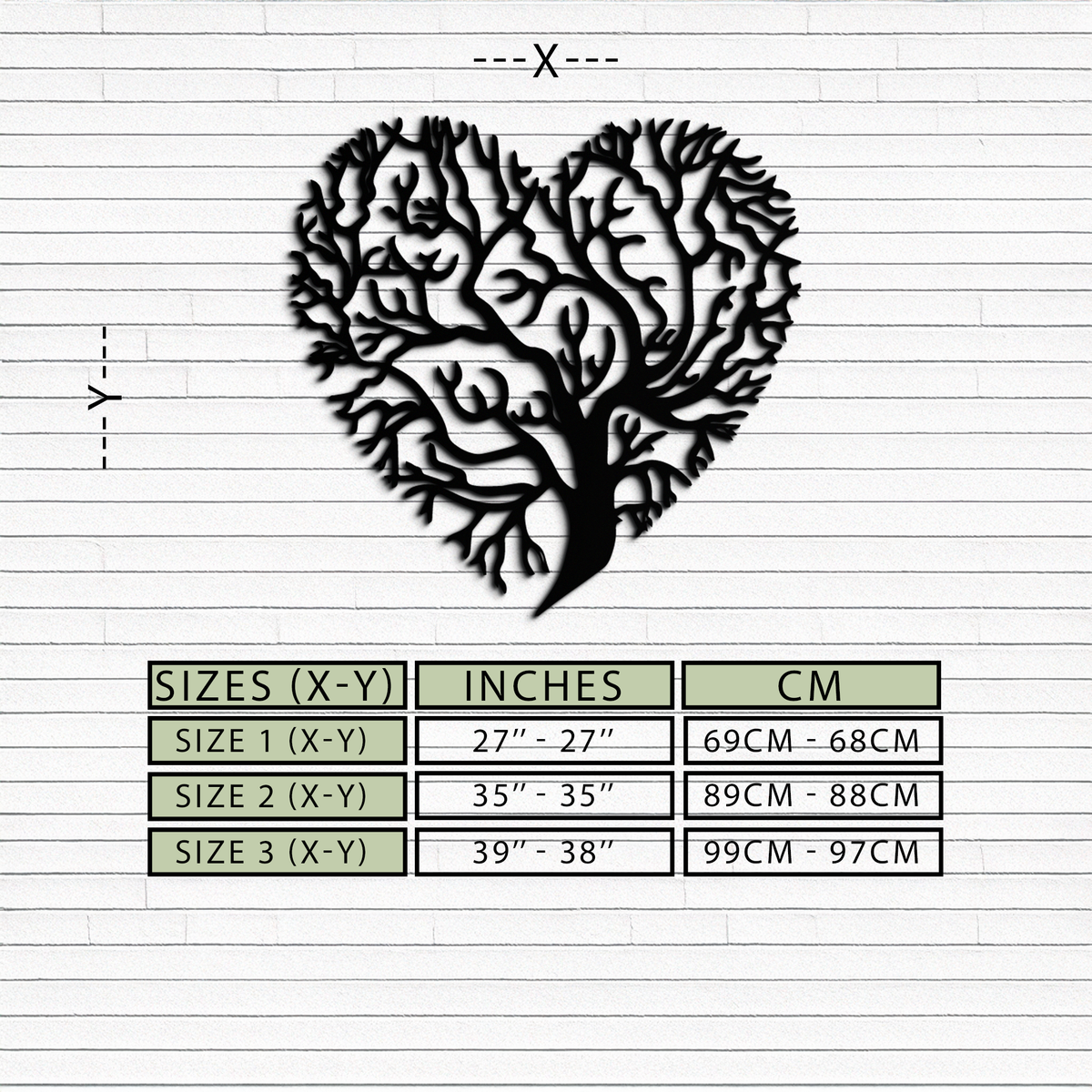 Metal Heart Tree Wall Art - Modern Rustic Romantic Nature Love Inspired Home Decor