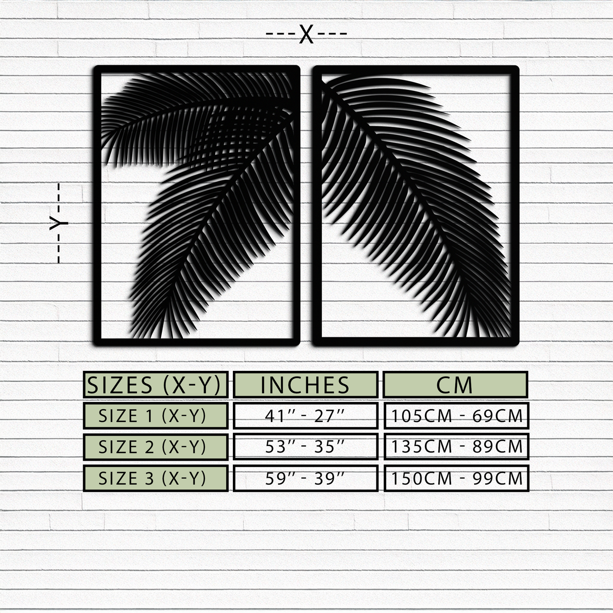 Metal Wall Art Split Palm Leaf - Modern Tropical Minimalist