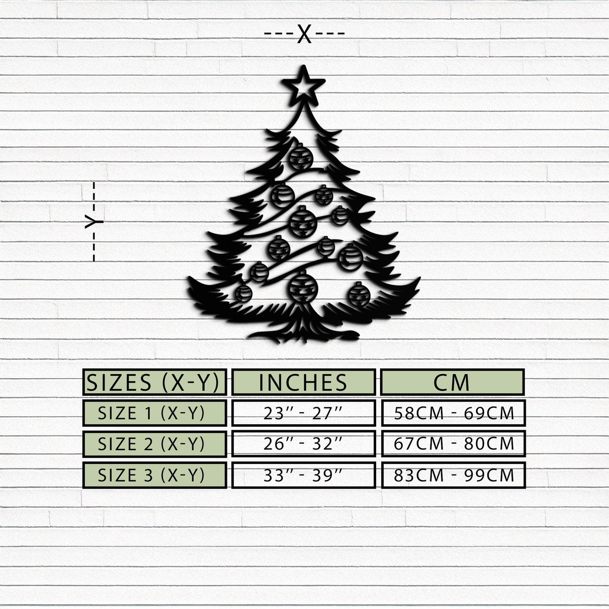 Steel Christmas Tree Wall Art Silhouette - Festive Holiday Ornament