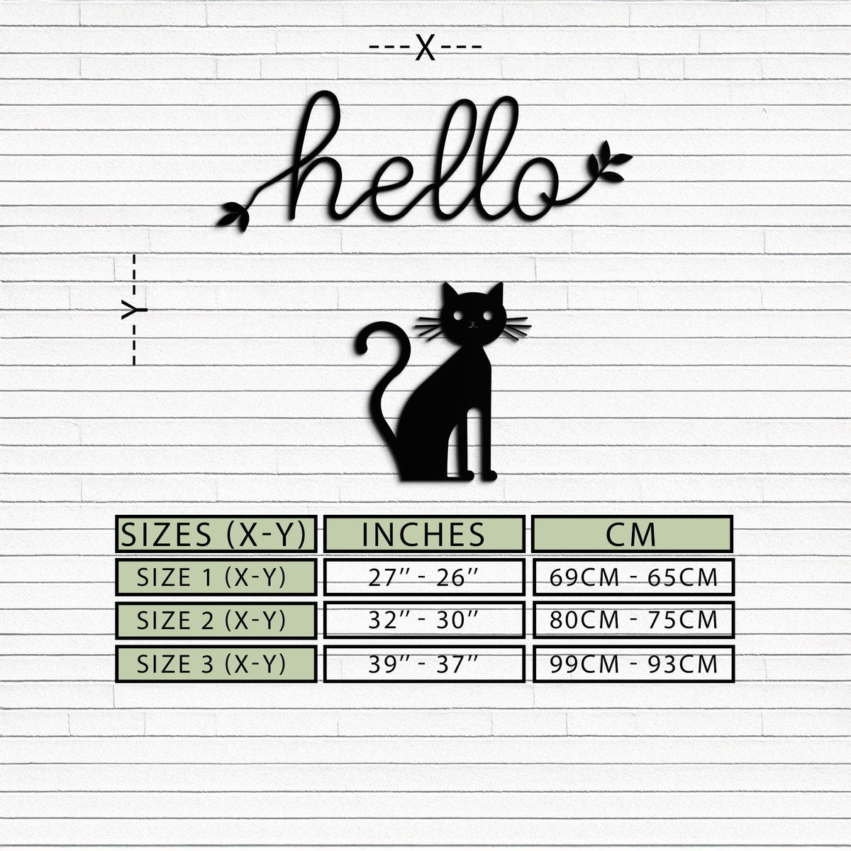 Metal Cat Wall Art Silhouette Welcome Sign Whimsical Home Decor Entryway Living Room