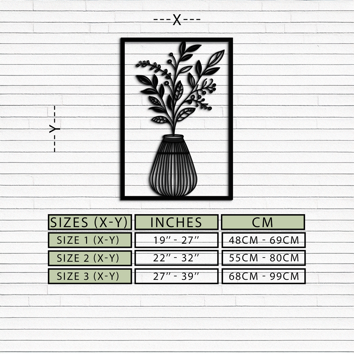 Metal Wall Art Botanical Vase - Modern Plant Silhouette Design