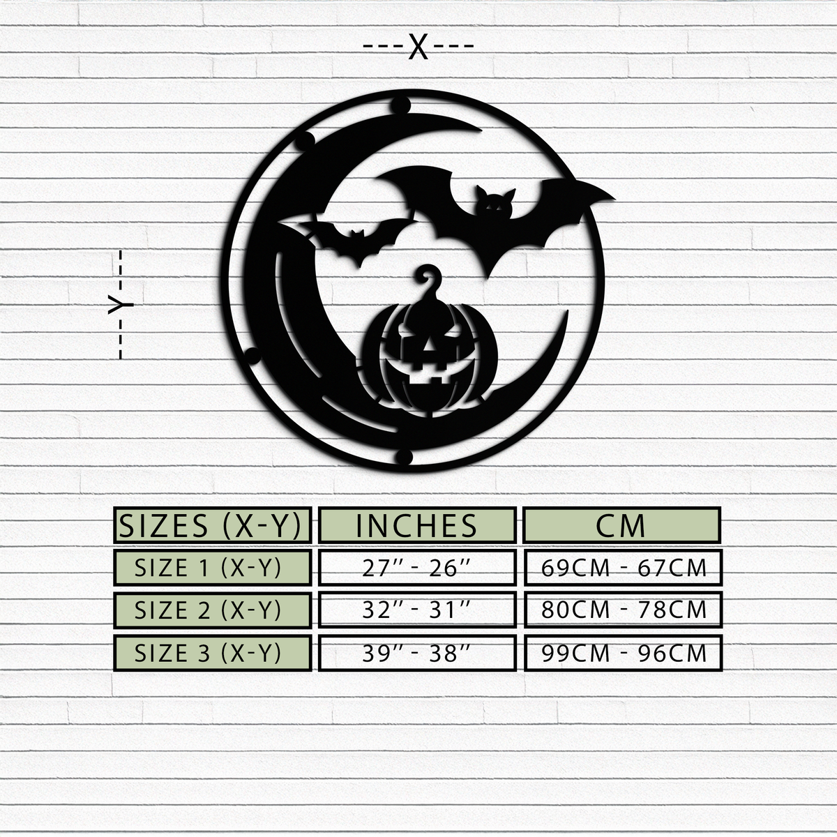 Metal Wall Art - Spooky Halloween Bat Pumpkin Jack-O-Lantern Design
