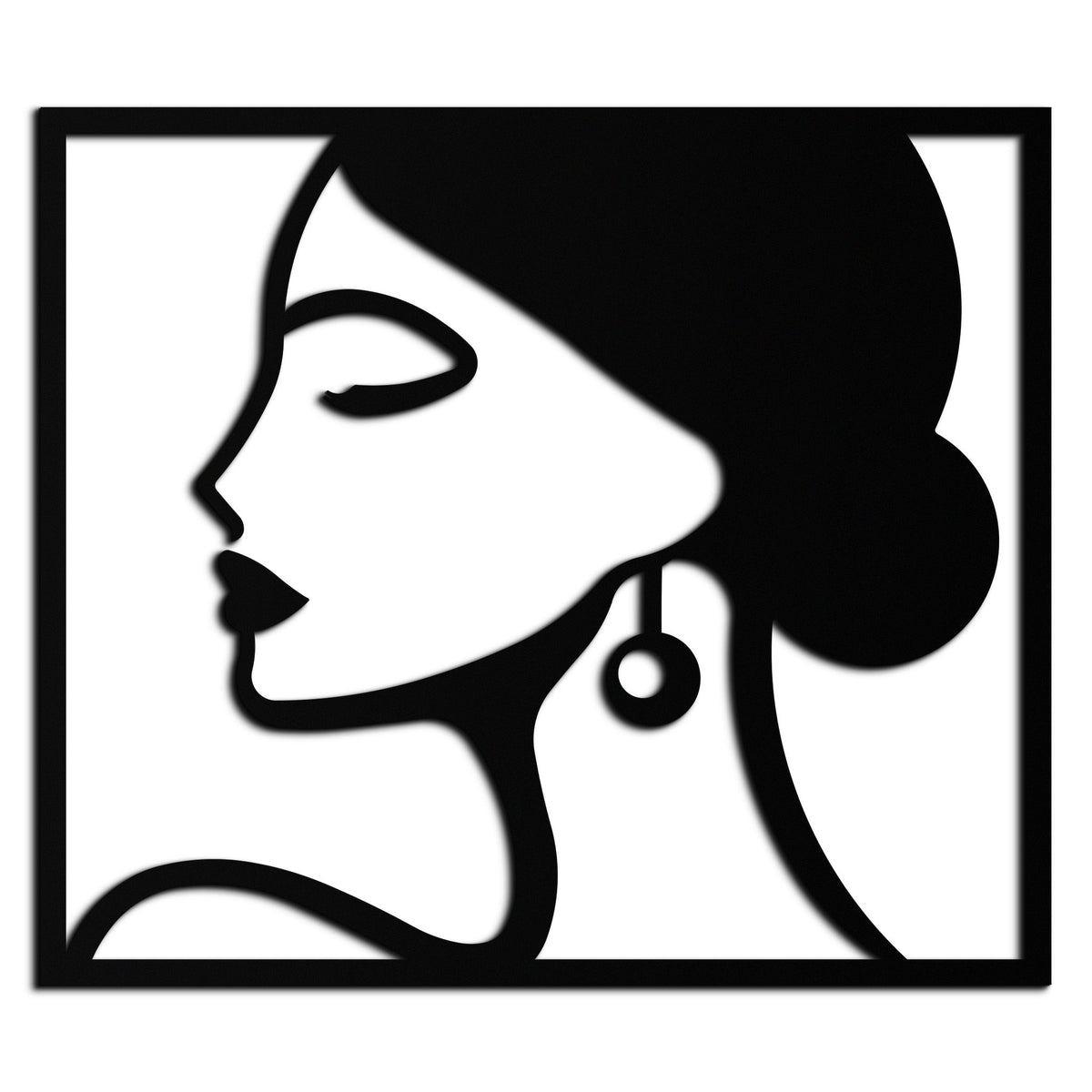 Matte Black Steel Female Silhouette Wall Art - Modern Abstract