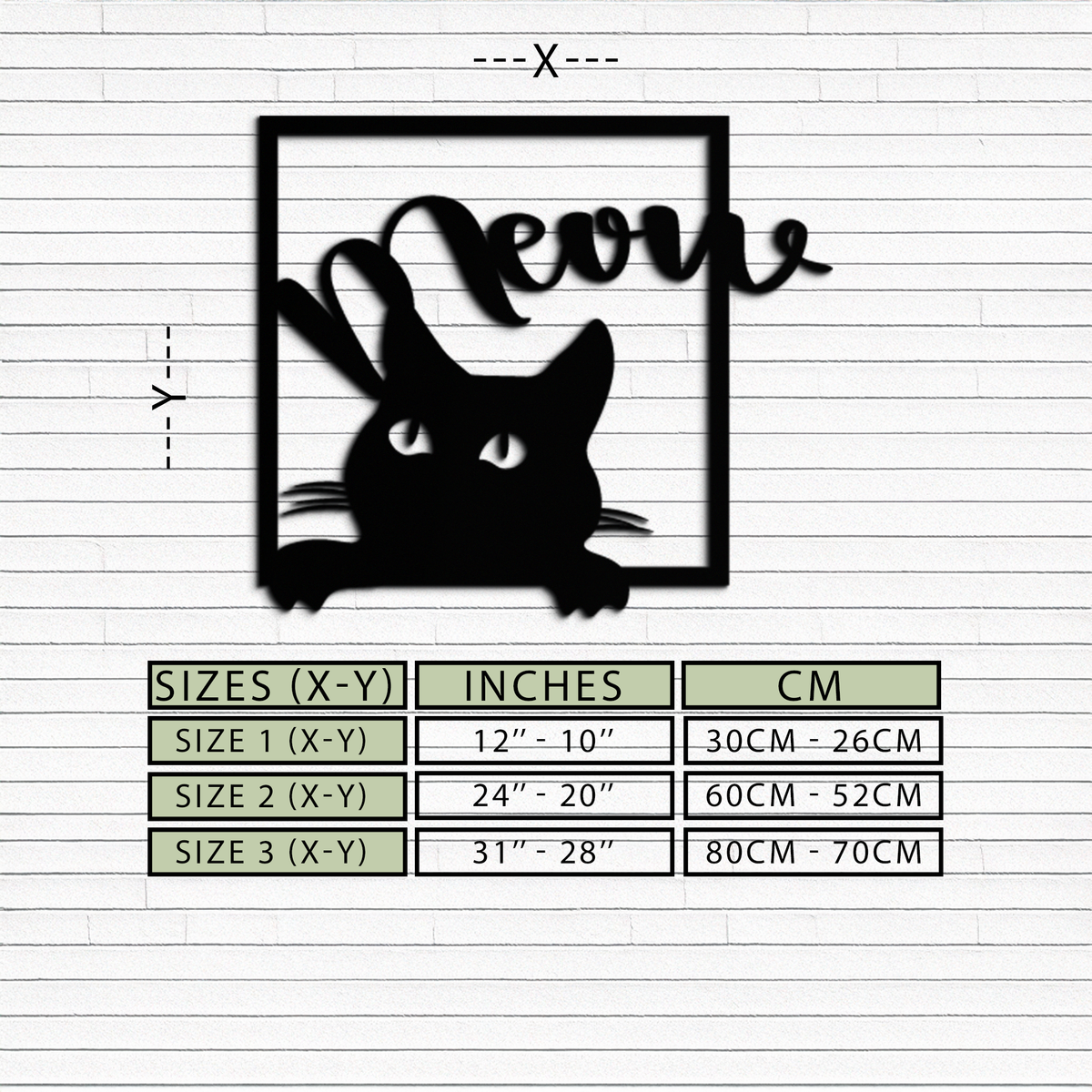 Black Metal Peeking Cat Wall Art With Meow Script Silhouette Frame Home Decor