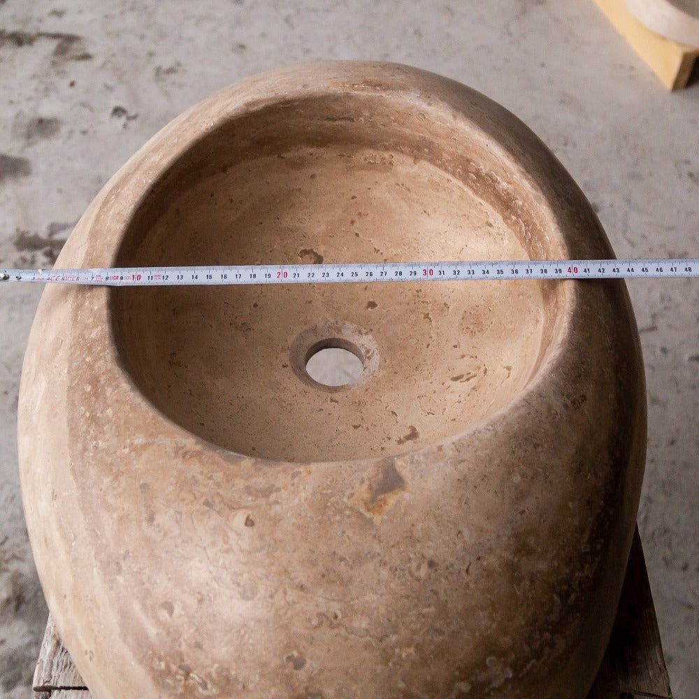 Noce Travertine Kayak Vessel Sink Honed and Filled 16x23x6