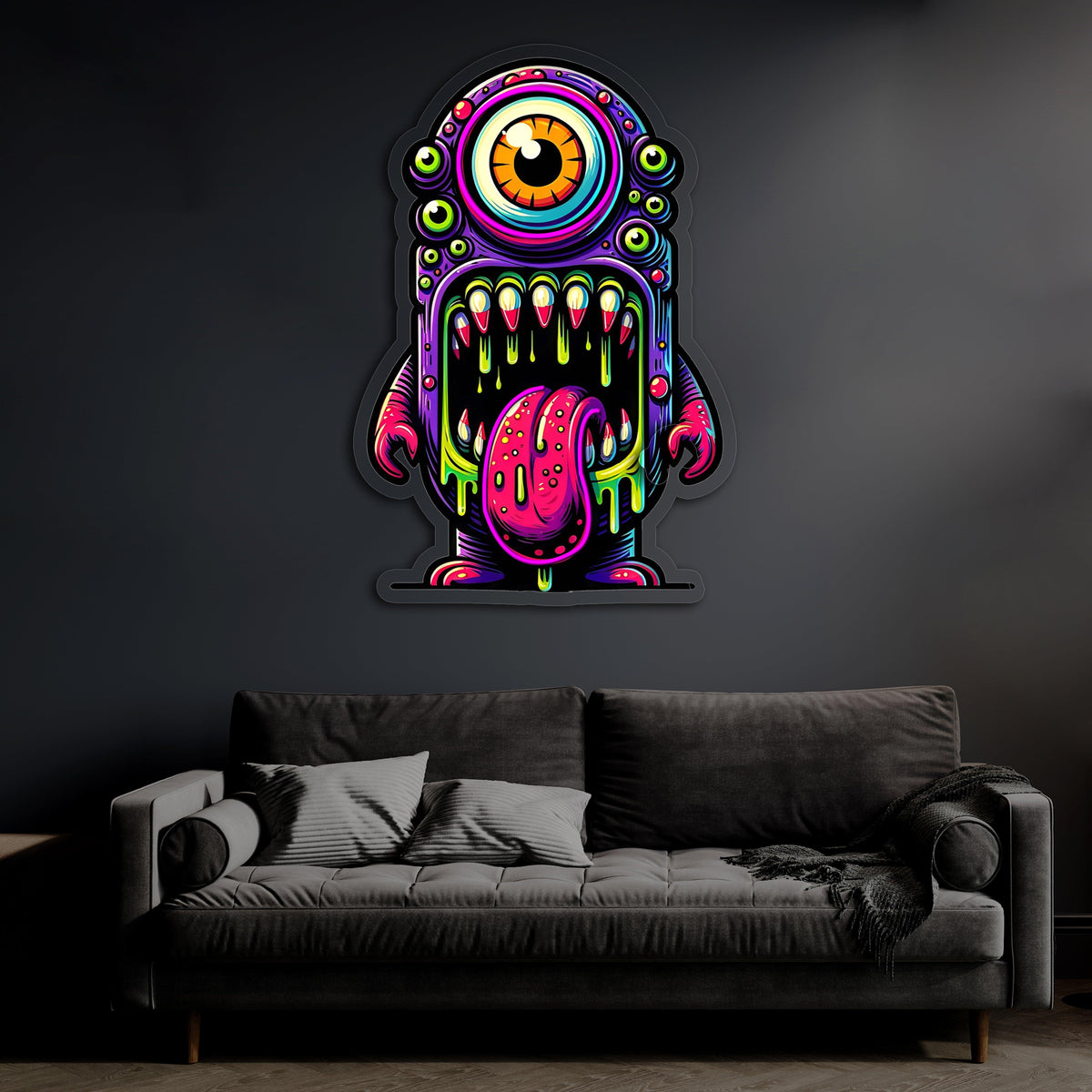 Skull UV Printed LED Neon Sign - Edgy Glowing Wall Light Decor
