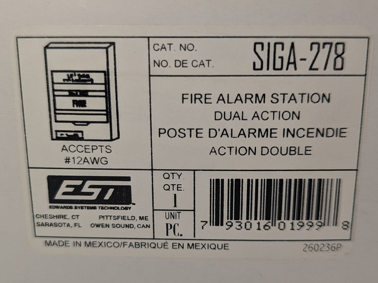 Edwards EST SIGA-278 Pull Station