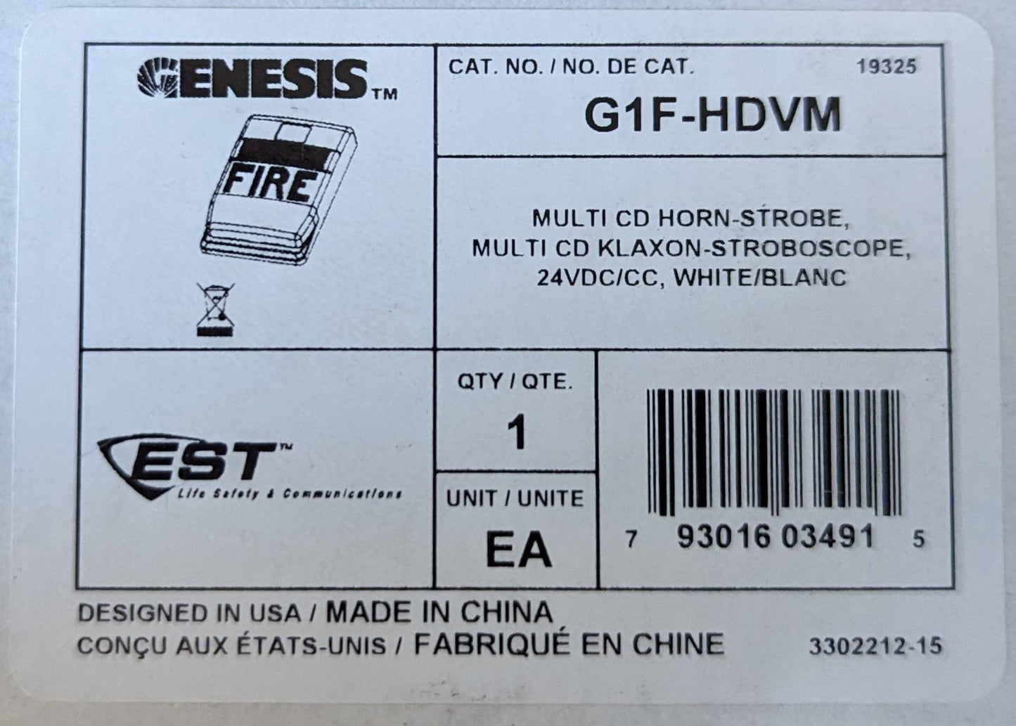 Edwards Genesis G1F-HDVM Speaker Strobe