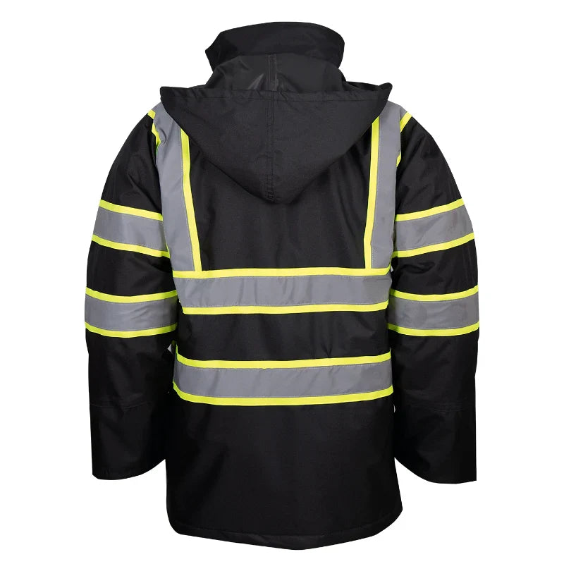 2-Tone Reflective Parka Jacket with Hood and Front Pockets – Everyday Workwear