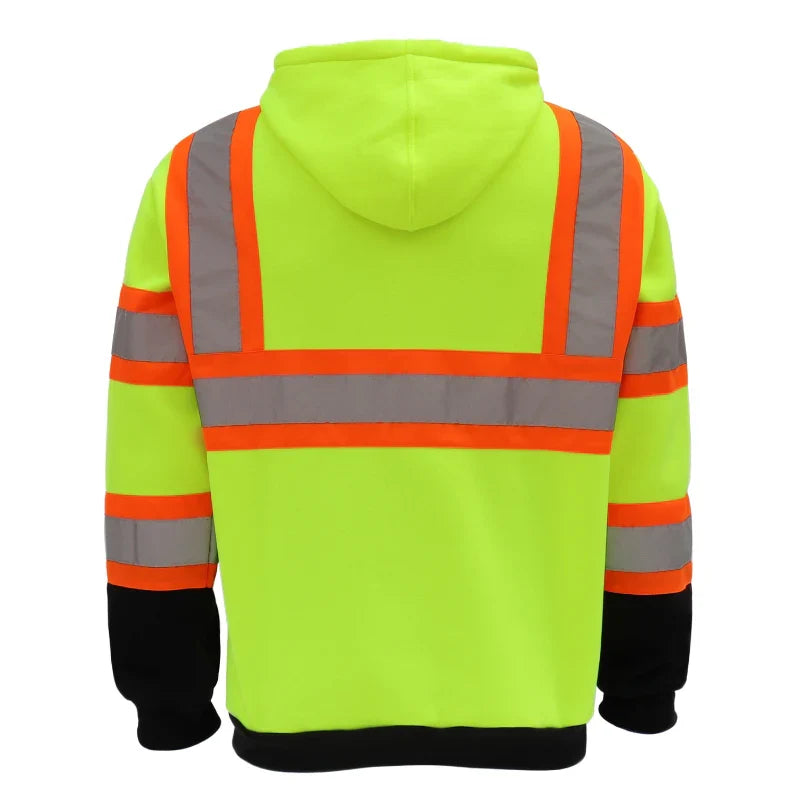 Hi-Vis Class 3 Color Block Pullover Hoodie with Reflective Stripes