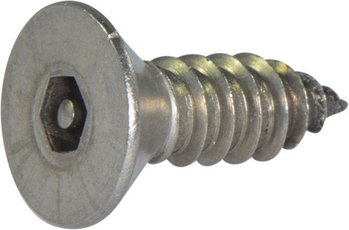 10 x 2 Tamper Resistant Hex Flat Head Socket Sheet Metal Screw 18-8 Stainless Steel (5/32)