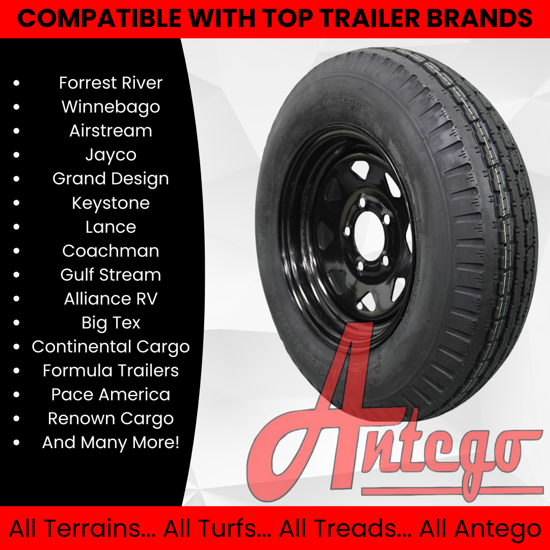 (Set of 2) Antego Tire and Wheel 175/80D13 Highway Terrain – 13.0-Inch Rim, 6-Ply-Ply Strength, Load 91.0, Speed M – Heavy-Duty Trailer Tire | A130454510096206ST17580D13-B2