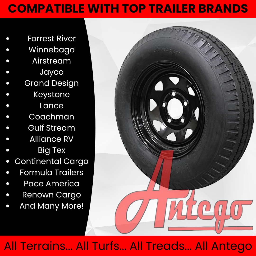 (Single Assembly) Antego Tire and Wheel 185/80D13 Highway Terrain Assembly – Optimized for High Load Performance, 13.0-Inch Rim, Load 94.0, Speed M | A130454510096206ST18580D13