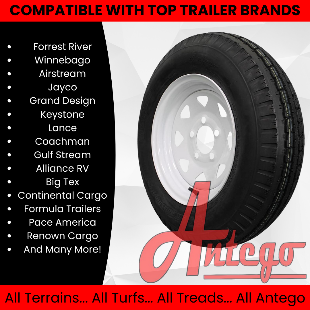 (Set of 2) Antego Tire and Wheel 175/80D13 Highway Terrain – 13.0-Inch Rim, 6-Ply-Ply Strength, Load 91.0, Speed M – Heavy-Duty Trailer Tire | A130454510116206ST17580D13-B2
