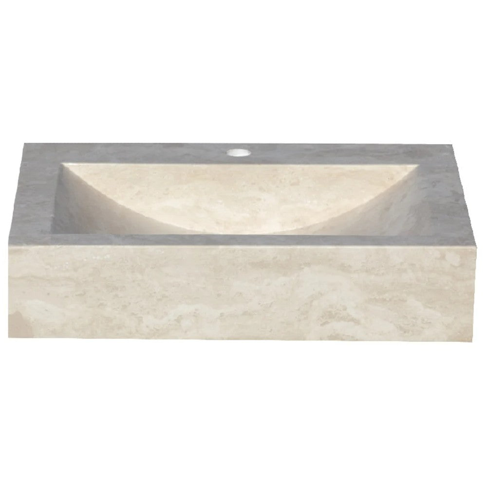 Light Travertine Rectangular Sink - Honed and Filled 18x21.4x4