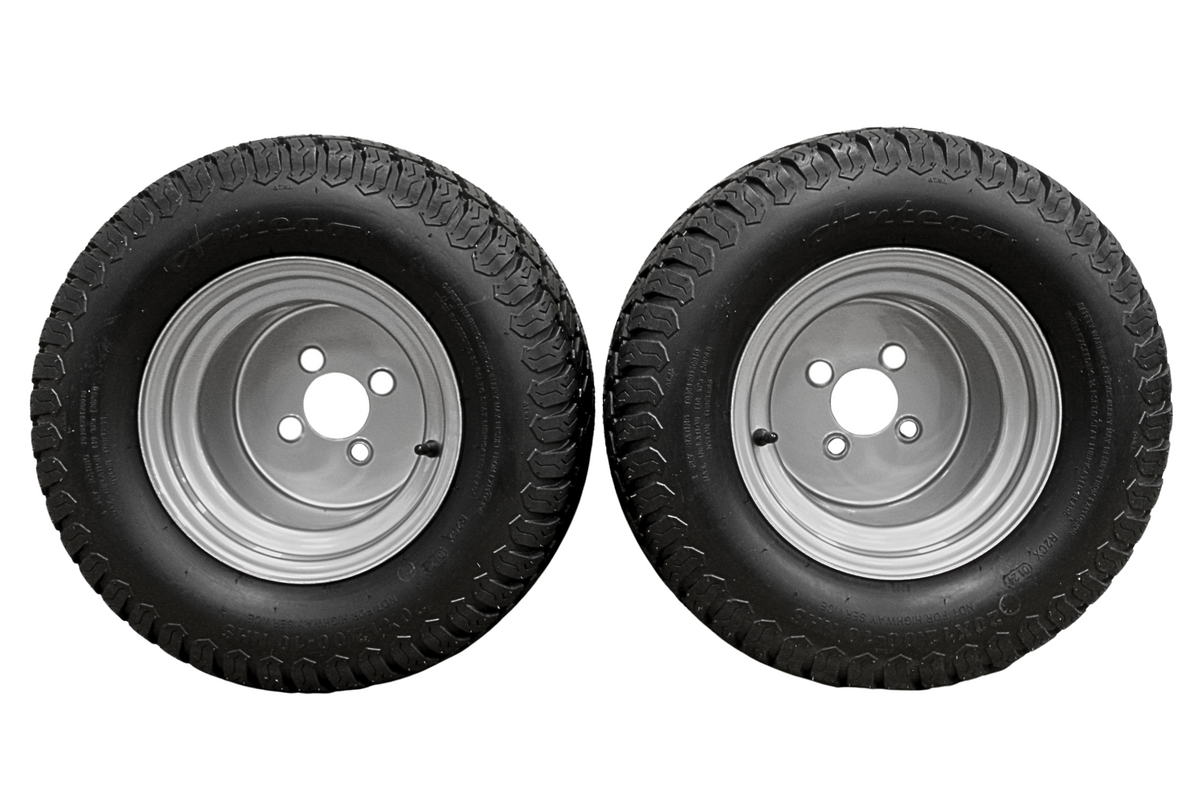 (Set of 2) 20x12.00-10 with 10x8.5 Hustler Chrome Silver Assembly
