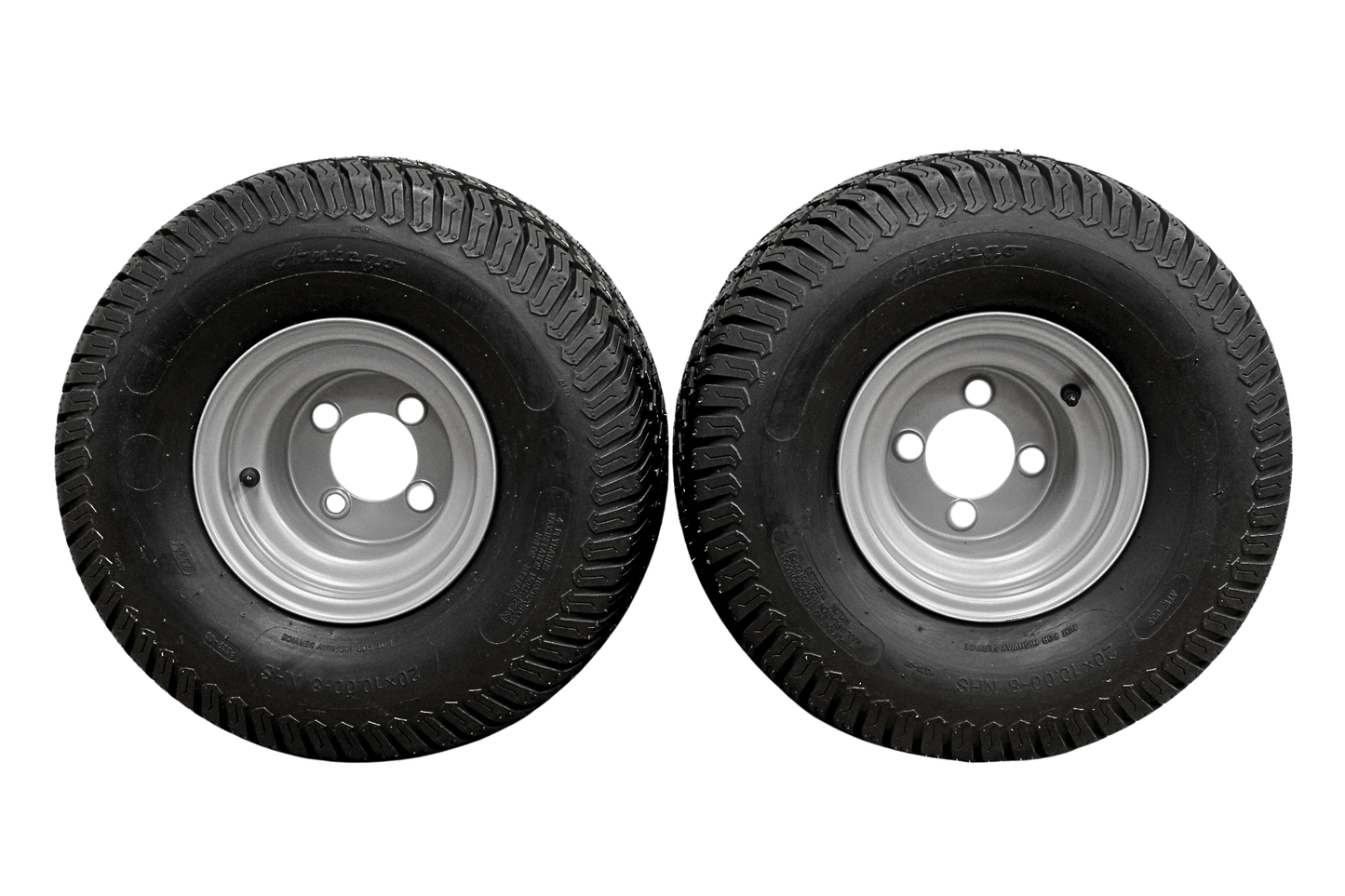 20x10.00-8 4 Ply Turf Tires with 8x7 Wheels Lawn & Garden Mower and Golf Cart (Set of 4)