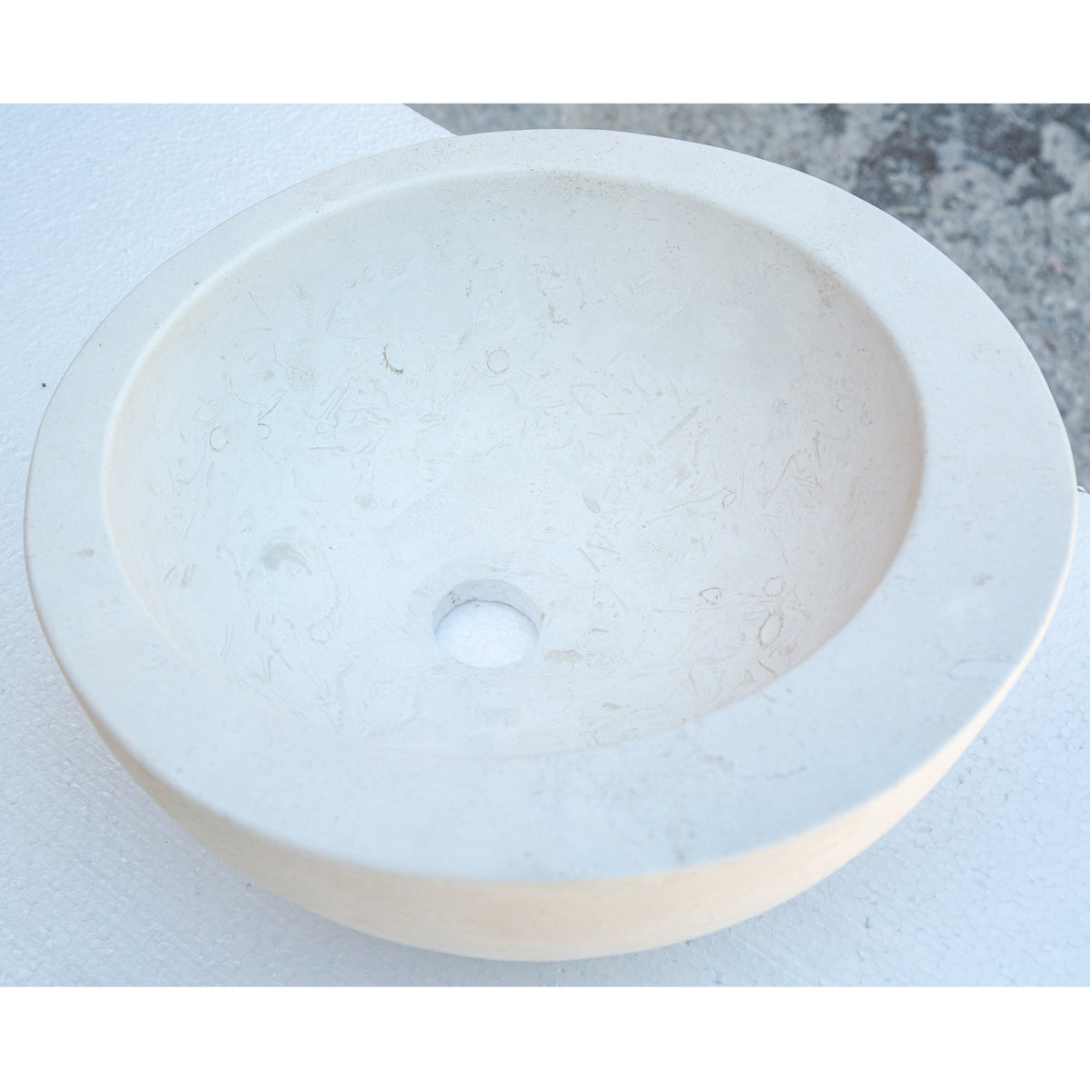 White Fossil Limestone Natural Stone Vessel Sink - Sloped Rim