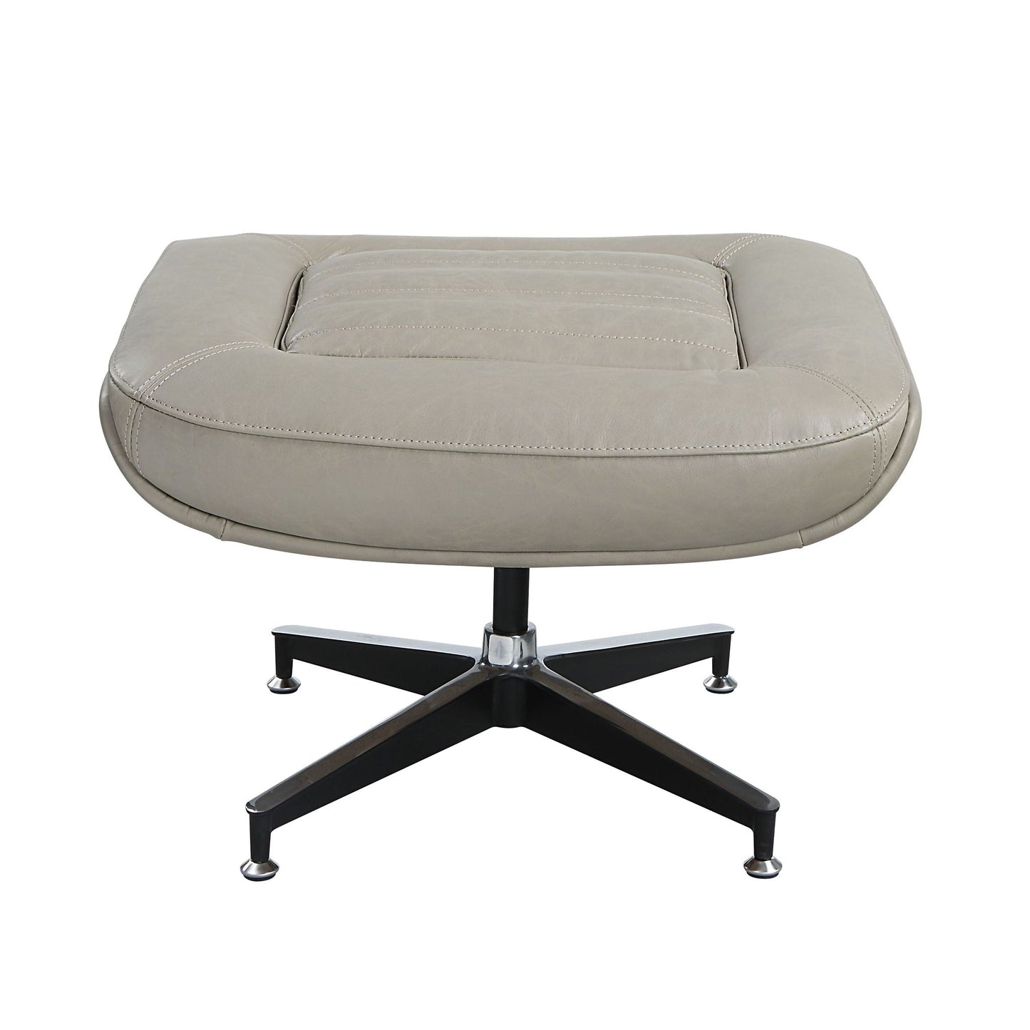 Piran - Twilight Top Grain Leather Accent Chair And Ottoman With Swivel - Gray
