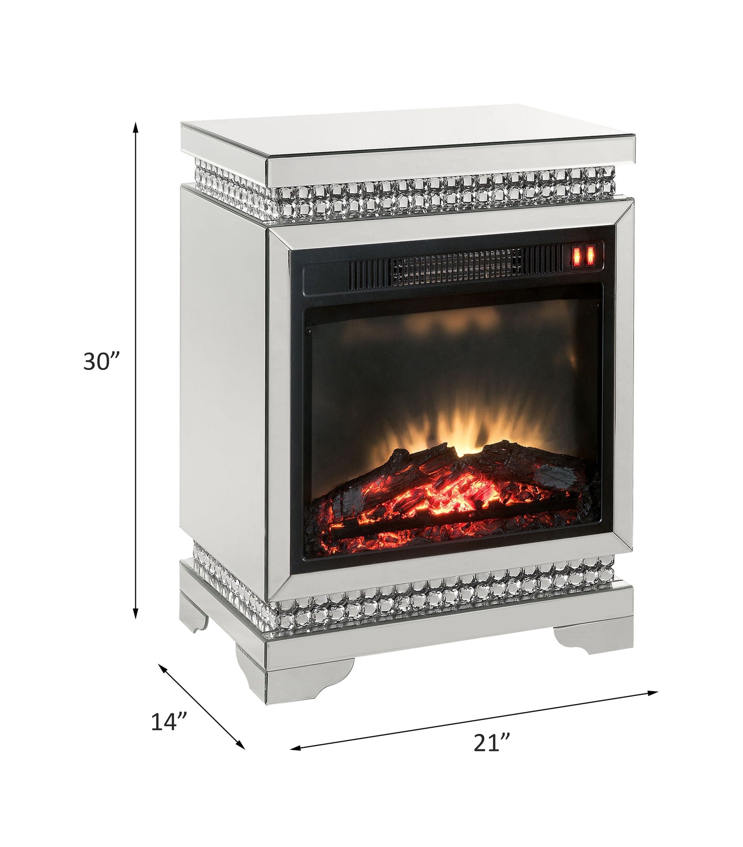 Lotus - Fireplace - Mirrored & Faux Ice Cube Crystals